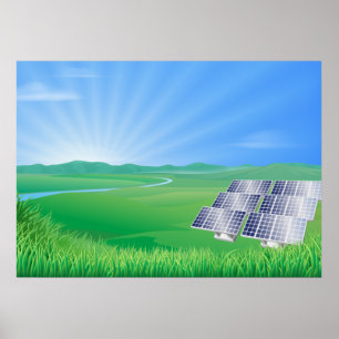 Eco-Friendly Solar Panel Landscape Poster