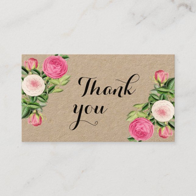 Eco friendly thank you handmade simple floral business card (Front)