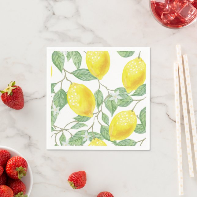 Eco-Friendly Vibrant Lemon Cocktail Napkins (Insitu)