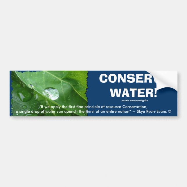ECO FRIENDLY WATER CONSERVATION Gifts & Gear Bumper Sticker (Front)