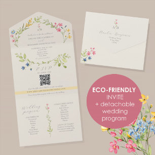 Eco-Friendly Wildflower Wedding All In One Invitation