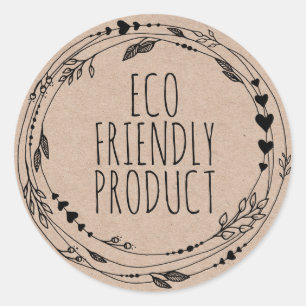 Eco Friendly Zero Waste Leafy Kraft Classic Round Sticker