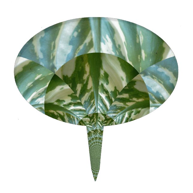 Eco Green Camo Kaleidoscope Art Print Design Cake Topper (Front)