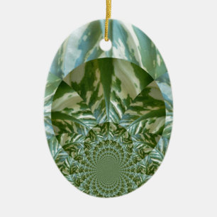 Eco Green Camo Kaleidoscope Art Print Design Ceramic Ornament