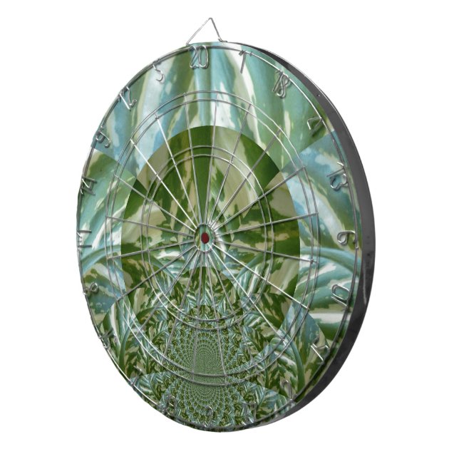 Eco Green Camo Kaleidoscope Art Print Design Dart Board (Front Right)