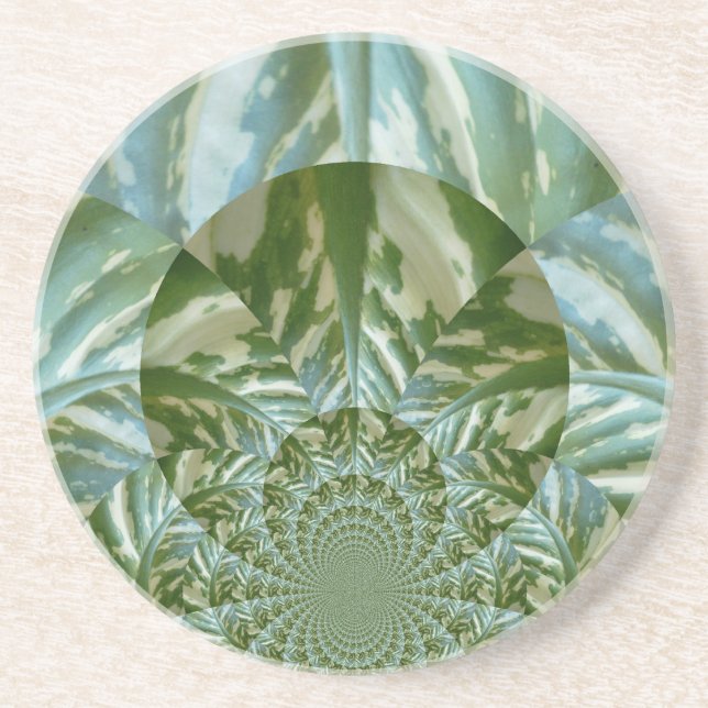 Eco Green Camo Kaleidoscope Art Print Design Drink Coaster (Front)