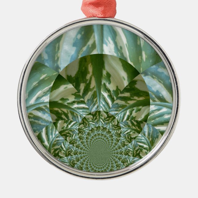 Eco Green Camo Kaleidoscope Art Print Design Metal Ornament (Front)