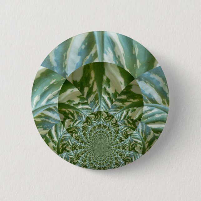 Eco Green Camo Kaleidoscope Art Print Design Pinback Button (Front)