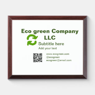 Eco green company name q r code website email deta award plaque