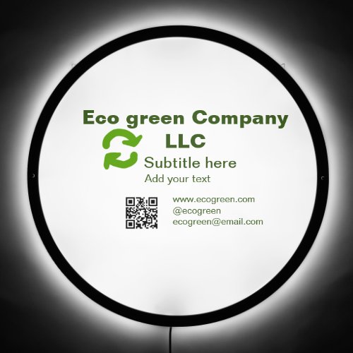 Eco green company name q r code website email deta LED sign