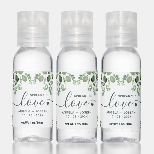 Eco Green Eucalyptus Spread the Love Wedding Favor Hand Sanitizer (Set)
