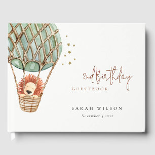 Eco Green Hot Air Balloon Lion Magical Baby Shower Guest Book