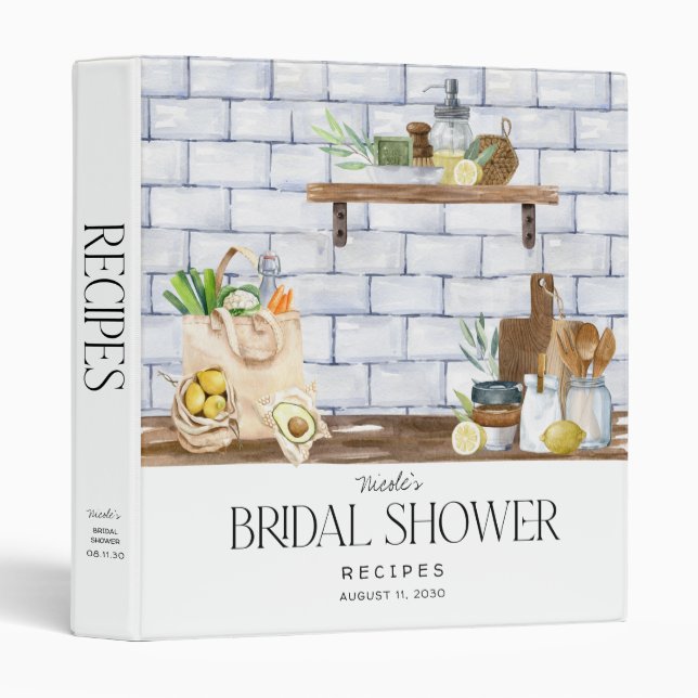 Eco Kitchen Bridal Shower Recipe 3 Ring Binder (Front/Spine)