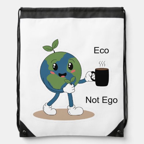 Eco Not Ego Drawstring Bag