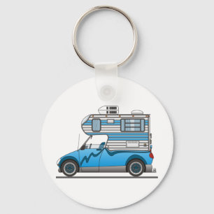 Eco Pick Up Camper Blue Keychain