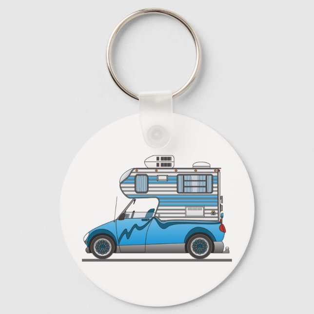Eco Pick Up Camper Blue Keychain (Front)