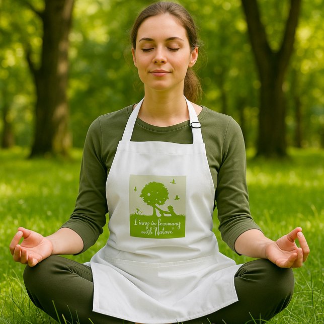 Eco Quote Living in Harmony with Nature Adult Apron (Creator Uploaded)