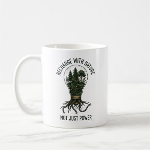 Eco-Surrealism: Recharge with Nature Lightbulb Coffee Mug