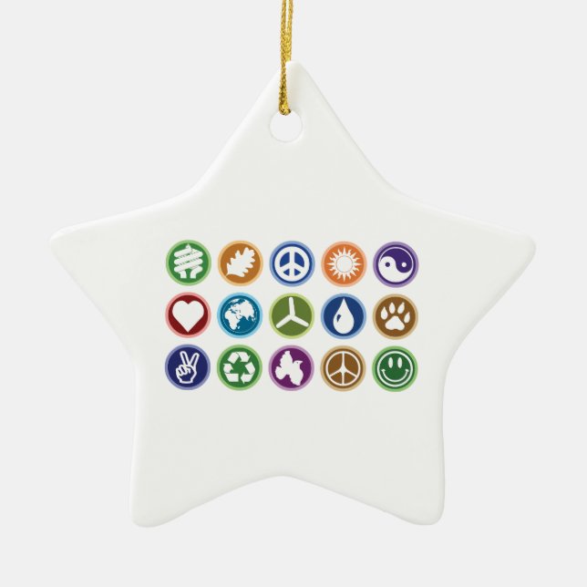 Eco Symbols Ceramic Ornament (Front)