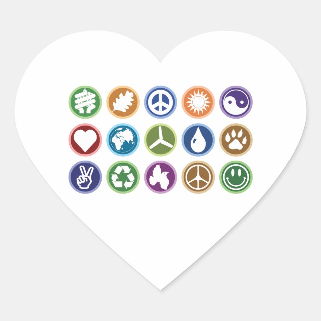 Eco Symbols Heart Sticker (Front)