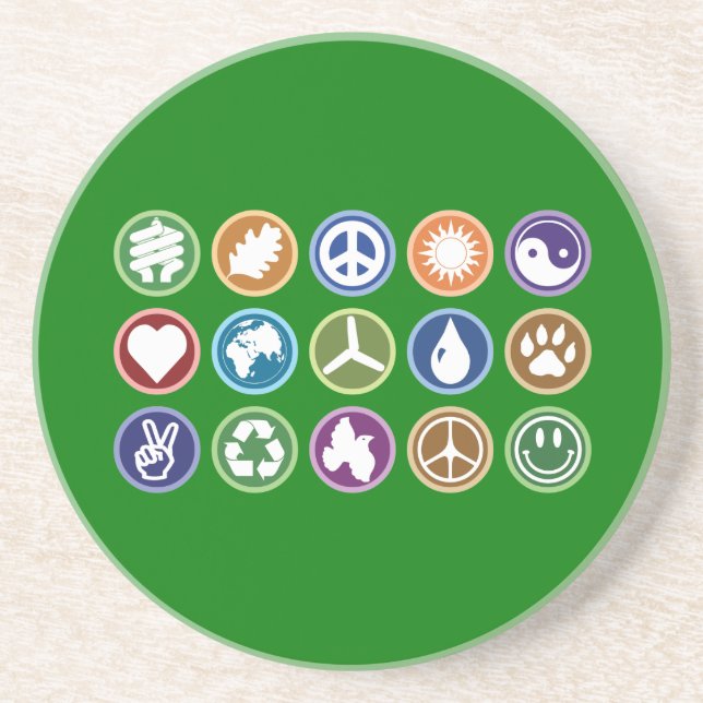 Eco Symbols Sandstone Coaster (Front)