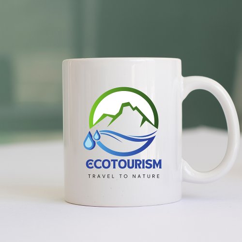 Eco Tourism Travel to Nature Mountain Water Logo Coffee Mug