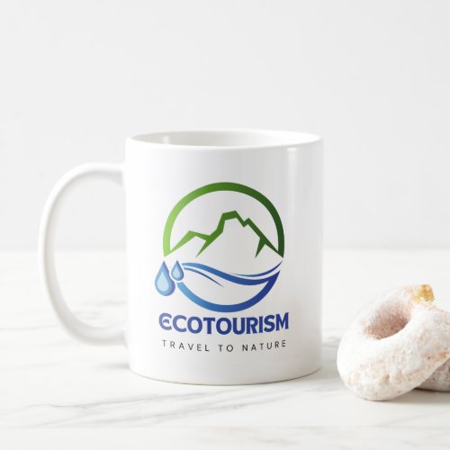 Eco Tourism Travel to Nature Mountain Water Logo Coffee Mug