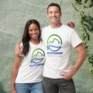 Eco Tourism Travel to Nature Mountain Water Logo T-Shirt