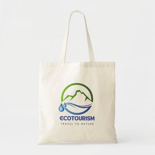 Eco Tourism Travel to Nature Mountain Water Logo Tote Bag