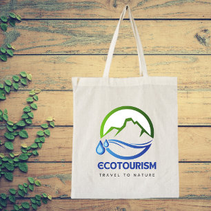 Eco Tourism Travel to Nature Mountain Water Logo Tote Bag