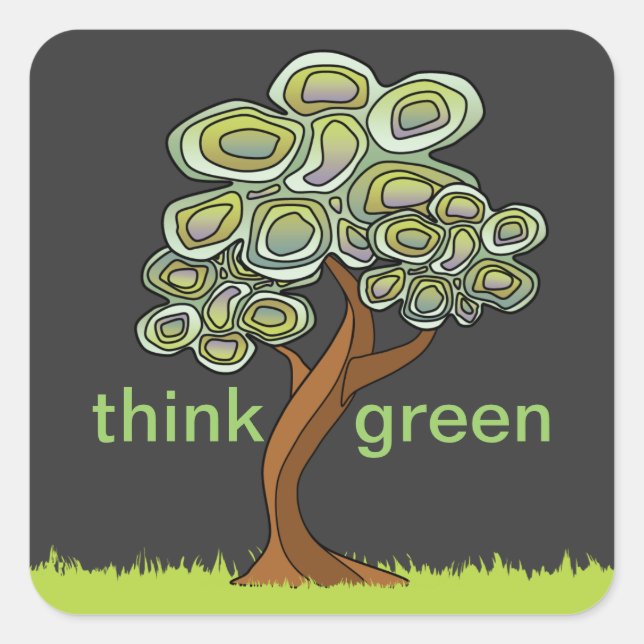 Eco Tree Think Green Sticker (Front)