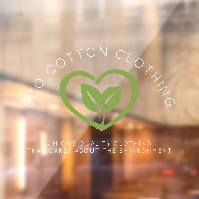 Eco two leaves heart logo green clothing business window cling (Sheet 2)