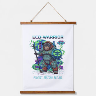 Eco-Warrior Orangutan Cyberpunk Guardian Hanging Tapestry