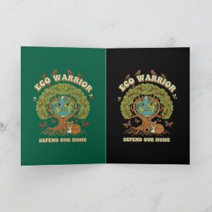 Eco Warrior Retro Nature Tree & Earth Day Holiday Card