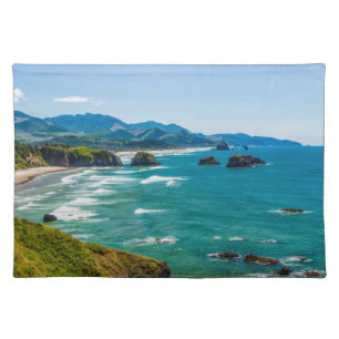 Ecola State Park, Oregon. Panorama of Crescent Cloth Placemat