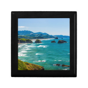 Ecola State Park, Oregon. Panorama of Crescent Keepsake Box