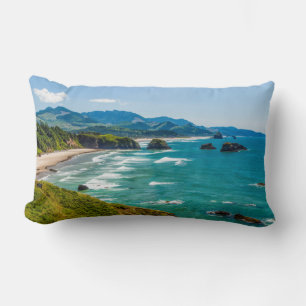 Ecola State Park, Oregon. Panorama of Crescent Lumbar Pillow