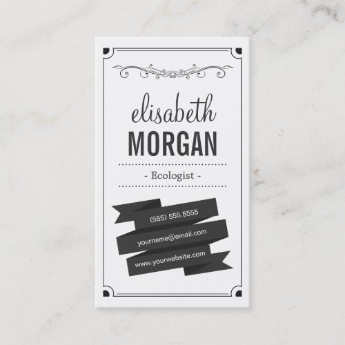 Ecologist _ Retro Black and White Business Card