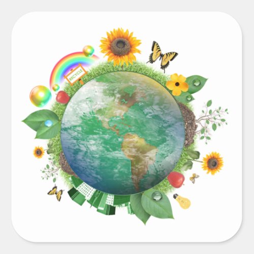 Ecology  recycle _ square sticker