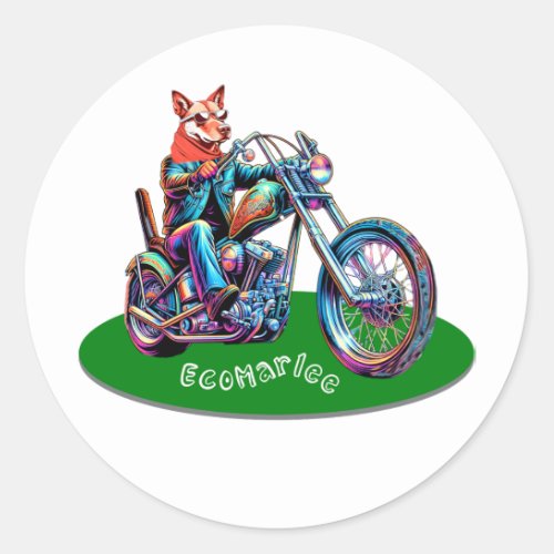 EcoMarlee dog riding motorcycle sticker