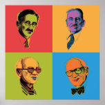 Econ Poster - Mises, Hayek, Rothbard, Friedman<br><div class="desc">Four free-market-loving economists,  1 pop art poster.</div>