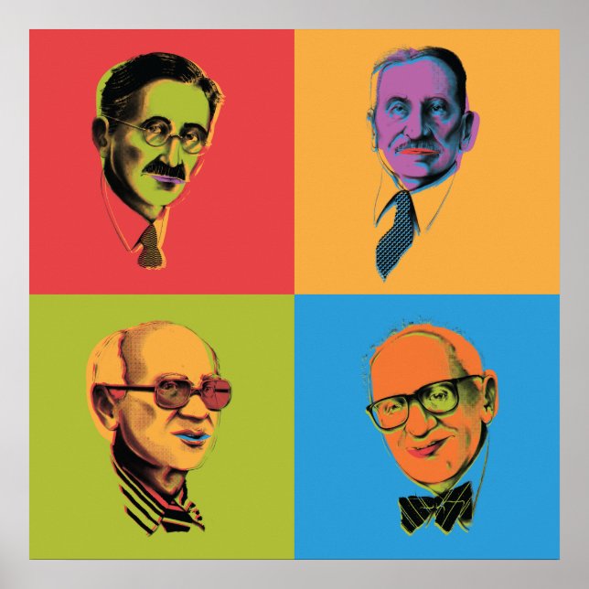 Econ Poster - Mises, Hayek, Rothbard, Friedman (Front)