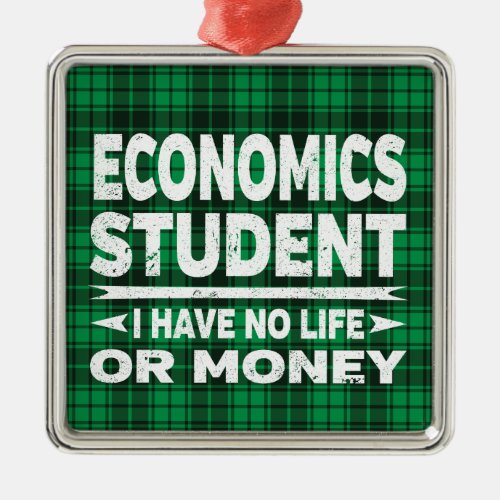 Economic College Major Student Green Plaid Metal Ornament