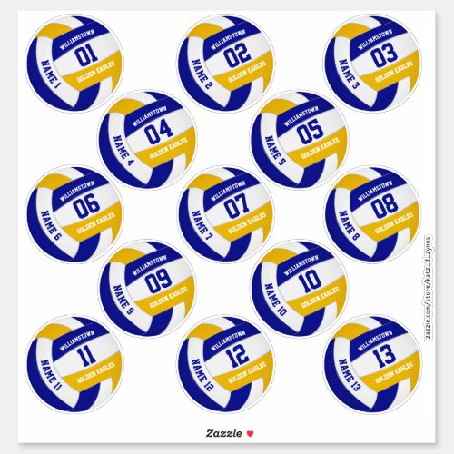 economical set of 13 volleyball team colors sticker