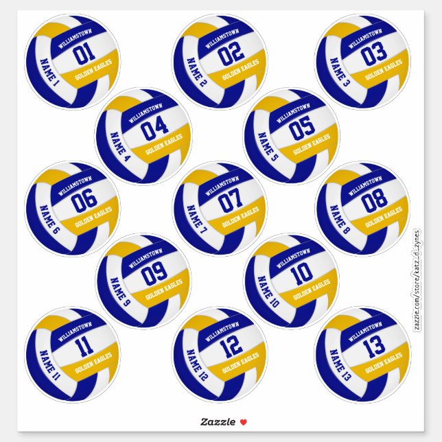 economical set of 13 volleyball team colors sticker (Sheet)