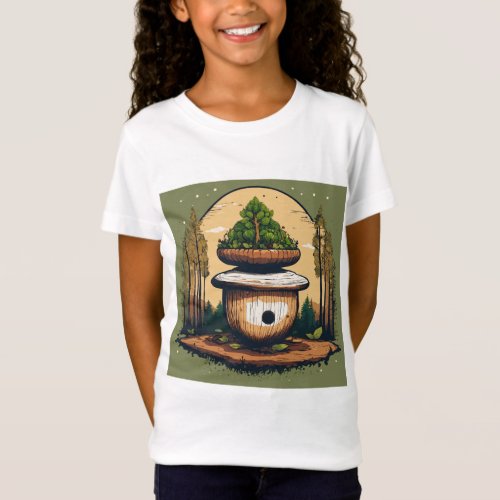 EcoSprout Whimsical Acorn Girls Kid T_Shirt