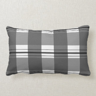 Ecossais scottish noir gris blanc black grey white lumbar pillow
