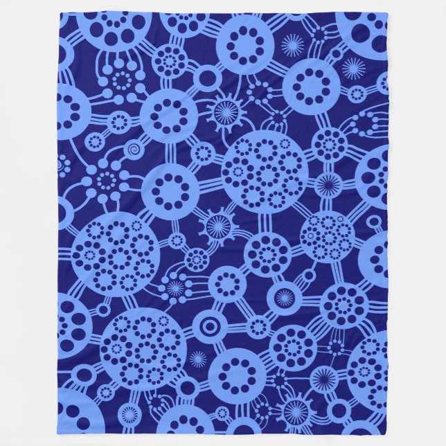 Ecosystem - Baby Blue on Deep Navy Fleece Blanket (Front)