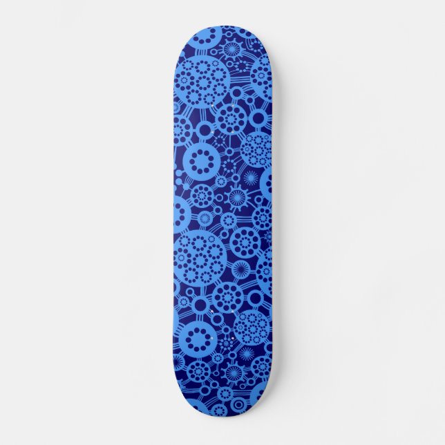 Ecosystem - Baby Blue on Dp Navy Skateboard Deck (Front)