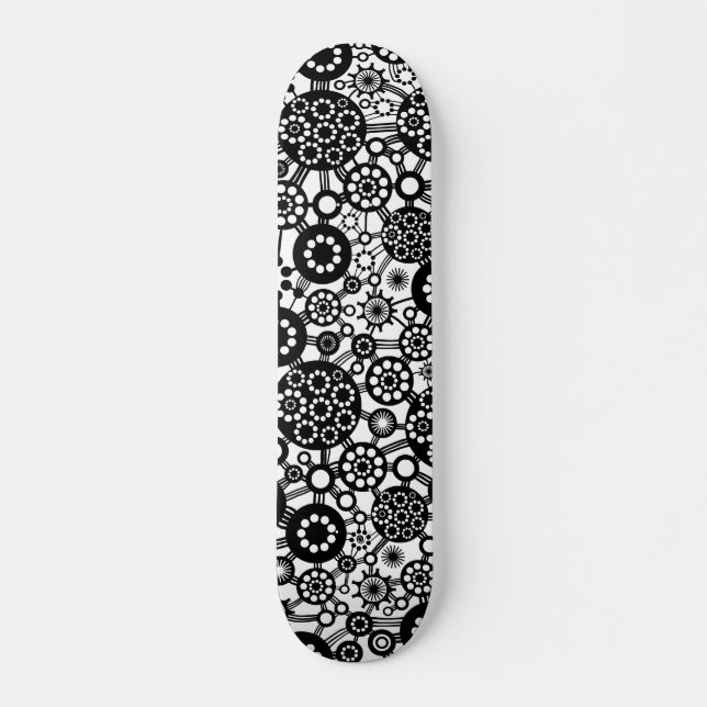 Ecosystem - Black on Wood Skateboard Deck (Front)